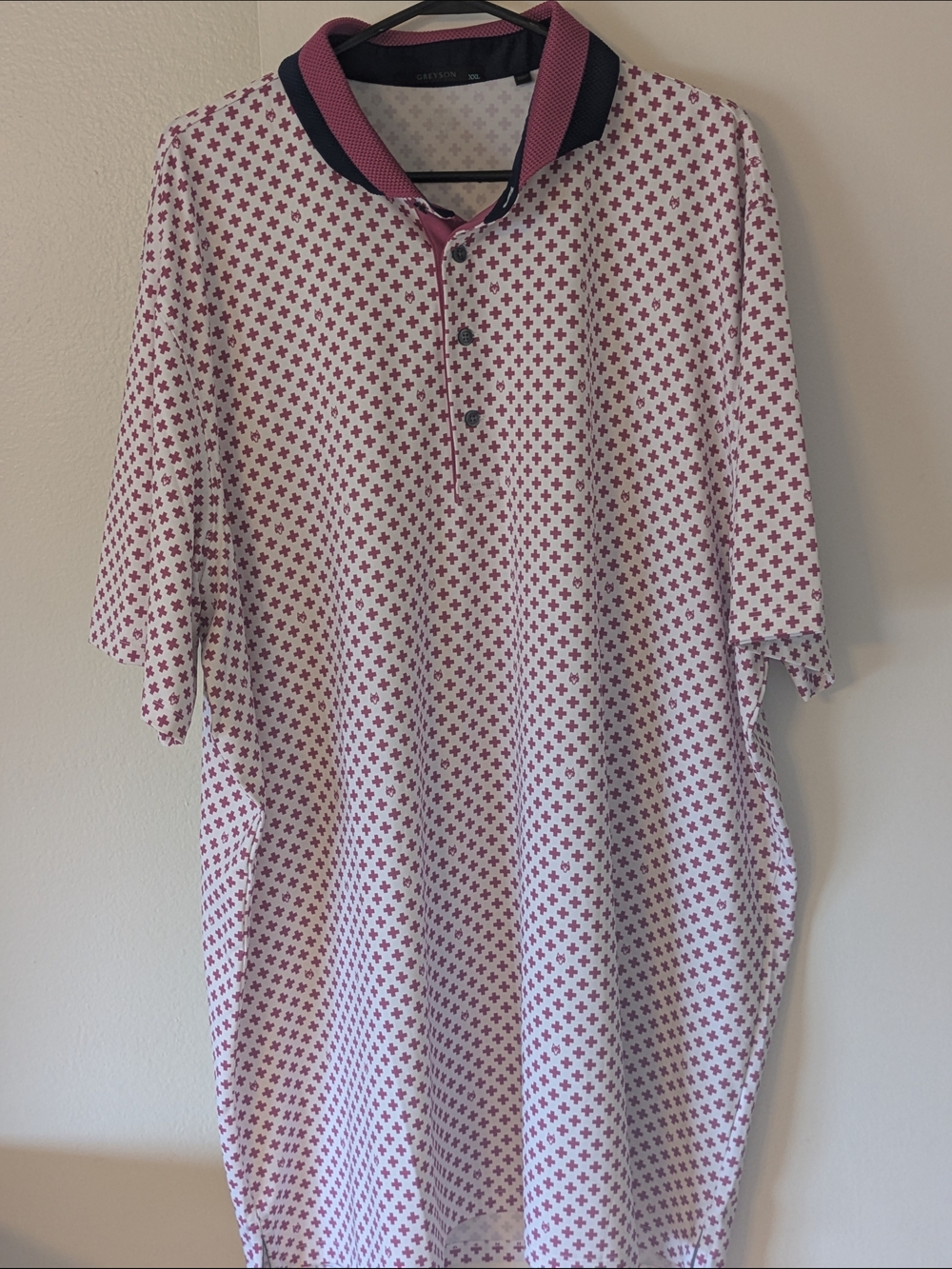 Greyson Pink and Navy Textured Collar Shirt